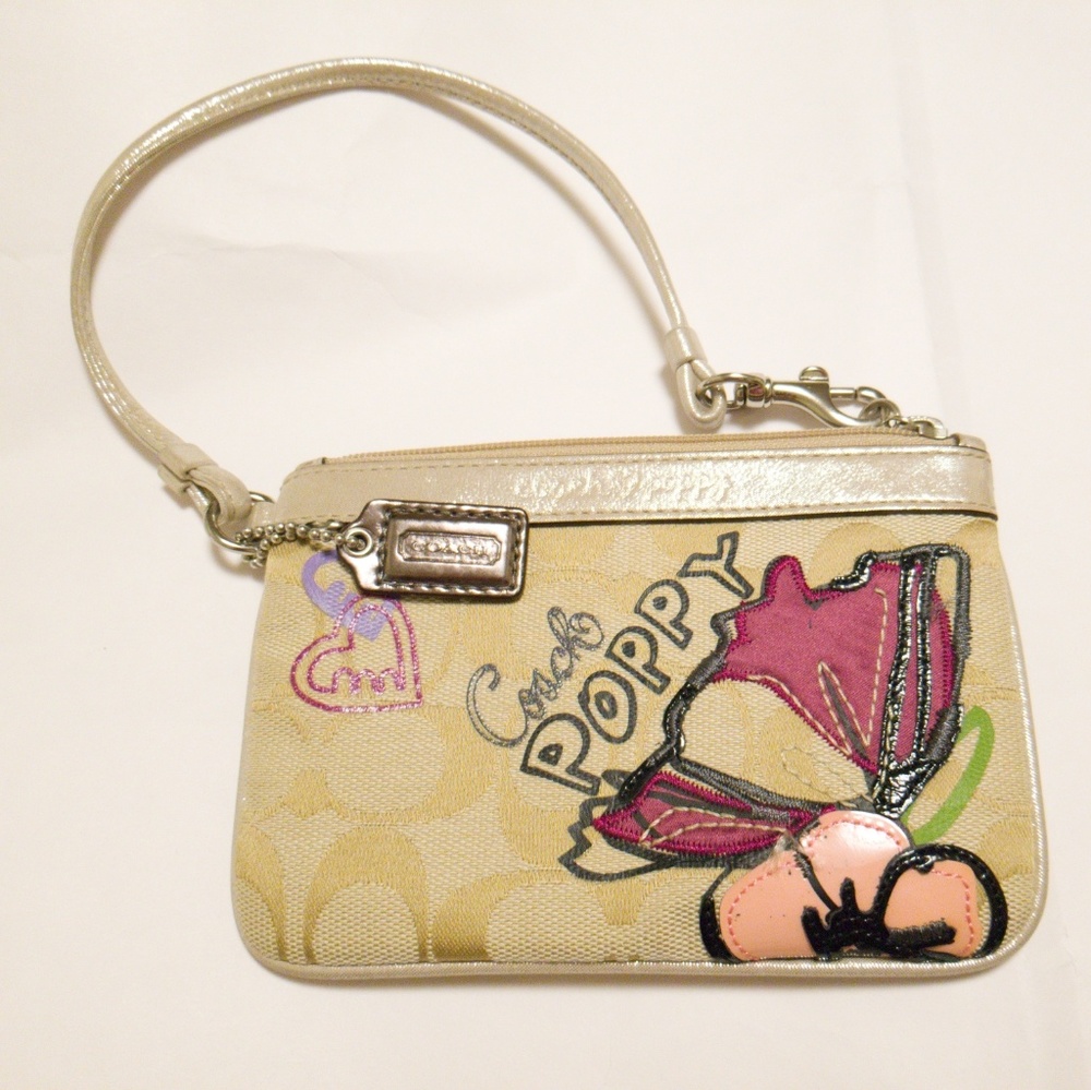 Coach Poppy Wristlet Wallet OS Cream Tan